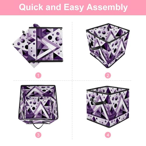 Boîte de rangement pliable durable et bac solide à motif géométrique