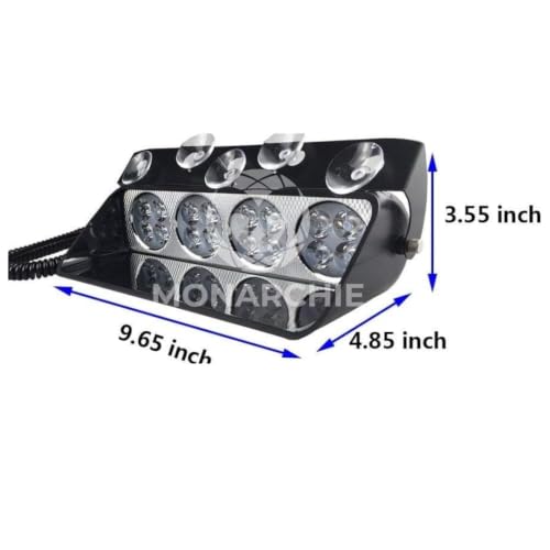 Image of MONARCHIE 16 LED Flasher Strobe Light with Flashing Modes, Police Car Emergency Light | for Police Car | (Red Blue)