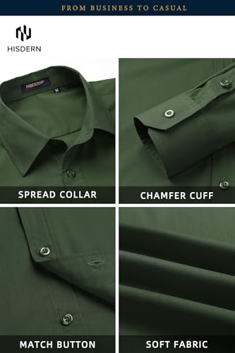 Image of HISDERN Mens Dress Shirts Long Sleeve Button Down Casual Shirts for Men Inner Contrast Formal Business Tuxedo Wedding Shirt