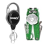 SAMSFX Fishing Tungsten Line Cutter with Zinger Retractors, Fishing Pliers Cutters, Knot Tying Tool, Hook Eye Cleaner, Hook Sharpener (Green)