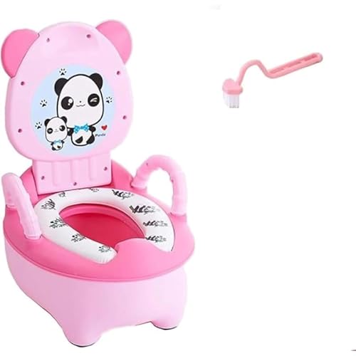 ZLBYXLU ベビー オマル トイレ 便座 パンダ柄 可愛い ブラシ付き 男女兼用 洋式 ソフトクッション 便器 トレーニング 補助 蓋付き 取外し可能 滑り止め 男性 女性 1-6 歳漫画ベビー小便器引き出しタイプ (B)