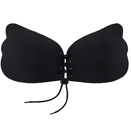 TUOYR Soutien-Gorge sans Bretelles Auto-adh¨¦SIF en Silicone Soutien-Gorge Push-up Invisible Respirant r¨¦utilisable (Noir A) Cover