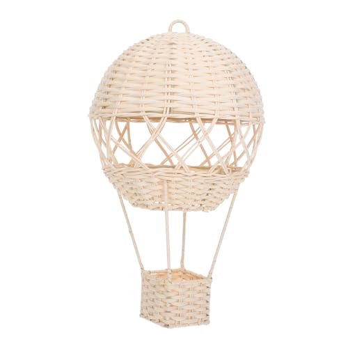 HOLIDYOYO Rattan Hot Air Balloon Lampshade Kids' Room Wall Art Wicker Decorative Basket Natural Wicker Decor