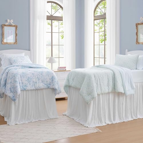 Laura Ashley - Twin Comforter Set, Soft & Reversible Floral Bedding with Bonus Bed Sheets & Pillowcases, 5 Piece Bed Set for Year Round Comfort (Delphine Saras/Sprig Blue) by Laura Ashley - Used condition - Image 5