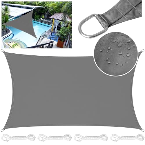 Voile d'ombrage rectangulaire 2x4m gris foncé imperméable PES - 2