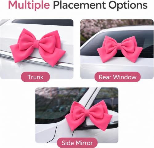 Image of Pink Car Bow for Women Cute Car Exterior Cute Decor for Girls Coquette Decorations for Cars (Rose Pink)