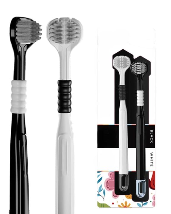 360° 3-Sided Toothbrush with Rotating Ultra Soft Bristles | Three-Head Toothbrush for Deep Cleaning, Gum Protection & Tongue Cleaner | Triple Head Soft Bristle for Adults & Kids (pack of 2)-image-48