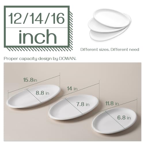 DOWAN Large Oval Serving Platters Set of 3 – Soft White Porcelain Plates 30/35.5/39 cm, Oven Safe Serving Dishes & Dinnerware for Meat, Appetizers, Dessert, Party, Buffet and Holiday Tableware - Image 2