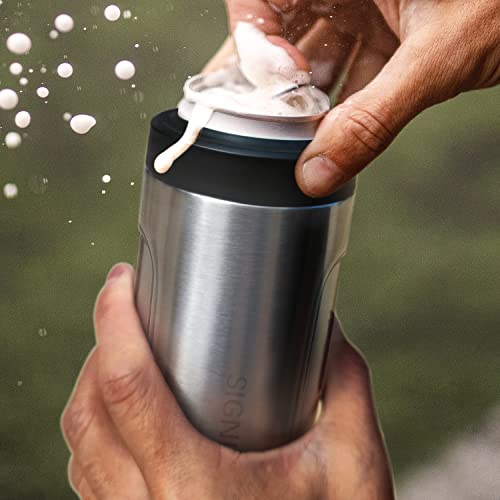 3-In-1 Insulated Can Cooler - Signice Double Walled Vacuum Insulator Stainless Steel Slim Can Cooler For 12 Oz Skinny Tall Can/Standard Regular Can/Beer Bottle (Matte Black) #TOP3