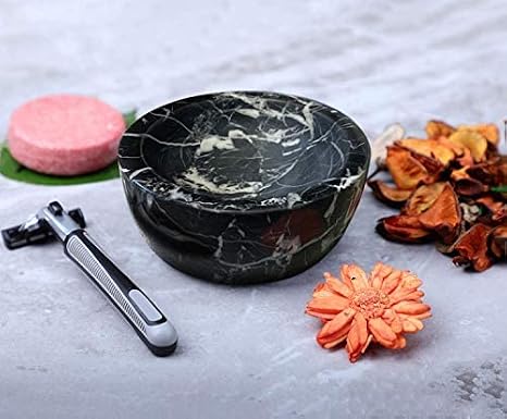 URBAN SOMBRERO ShayVe Bowl for Shaving Soap & Cream Marble Shave Bowl For Shaving Soap & Cream Exquisite Heat Insulated Wet Shaving Kit Addition (Black and White Marble)