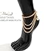 Miaband 2 Pcs Chain Layered Anklets for Women Boho Adjustable Layered Chain Foot Jewelry High Heel Shoe Anklet Accessories Summer Fashion Accessories (Gold)