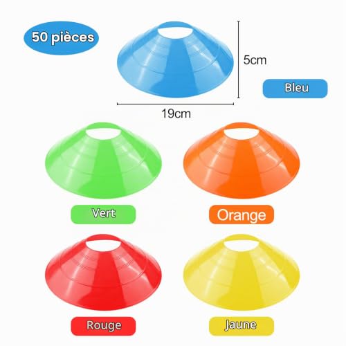Fousenuk Plots de Marquage pour Football Cône, 5 Couleurs avec Sac en Filet – vue 2