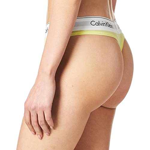 Calvin Klein Women's Modern Cotton Thong Panty, Pop Yellow, X-Small #TOP2
