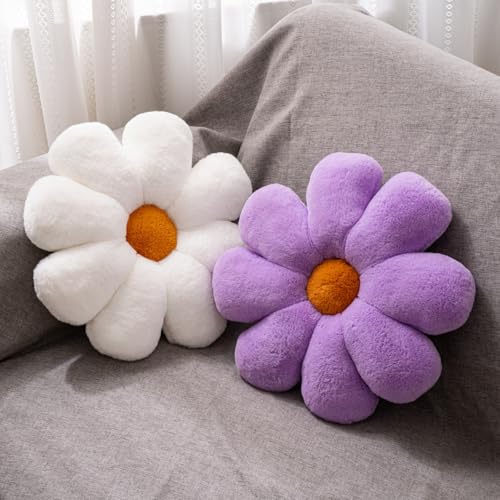 JZNEXD 2pcs Lavender White Flower Throw Pillows Set, Cute Preppy