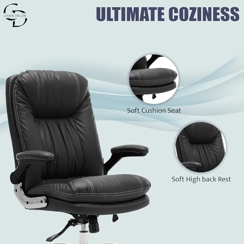 Image of ERGOLUX Premium Office Chair | Ergonomic High Back Boss Chair for Home Office, Home Office & Study | Height Adjustable Office Chair with Chrome Base | 1pc (Black)