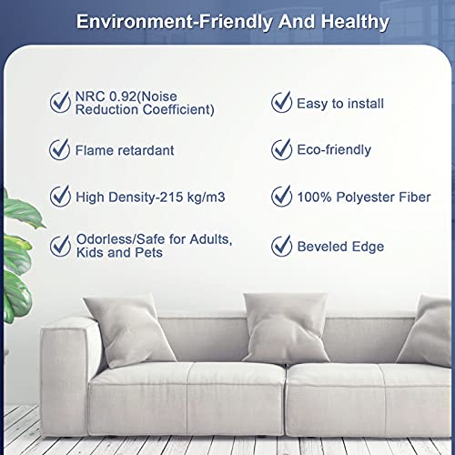 DEKIRU Novo pacote com 12 painéis de espuma acústica, 30,5 x 30,5 x 0,4 polegadas painel de absorção