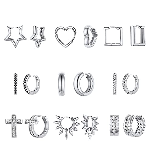 U7 Stainless Steel White Cubic Zirconia Cuff Earrings Sparkling Huggie Stud For Women Girls #TOP5