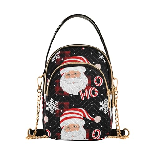 over Shoulder Handbags Lady Quilted Chain Strap Wallet Phone Purse Chic Zipper Ladies Clutch Satchel Christmas Santa Claus Red Black