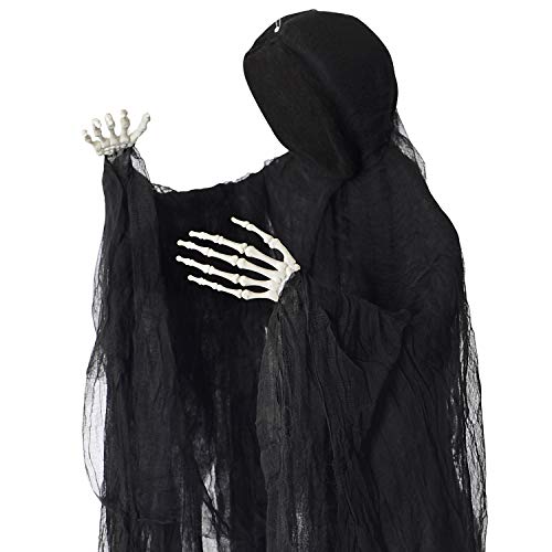 Newbea 5 Ft Halloween Hanging Grim Reaper, Creepy Faceless Ghost Large Life-Size Halloween Decor Prop #TOP6