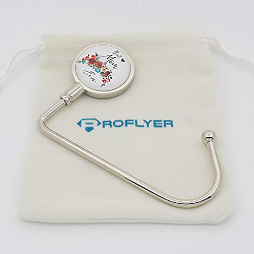 ROFLYER Purse Hook Hanger for Table Bar Long Handbag Hanger Bag Hanger with Velvet Pouch (Best Mom Ever) - Thumbnail 2