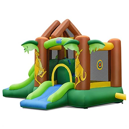 Inflatable Bounce House,Jungle Kangaroo Slide Jumping Castle ,Suitable for Outdoor, Indoor ,Home ,Playground and Garden for children from 3 to 10 Years Old, Equipped with 740W Blower and Storage Bag