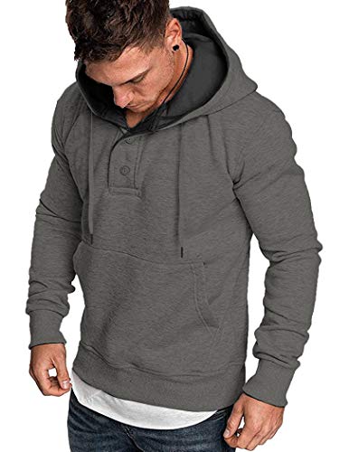 Coofandy Mens Stylish Hoodies Sweatshirt Hipster Lightweight Fitted Henley Hoodie #TOP1