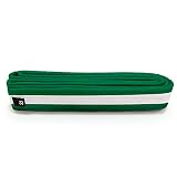 Martial Arts Polyester Belt; Choose Color with White Stripe, 1.5" Width, 8 Rows of Stitching for Kar