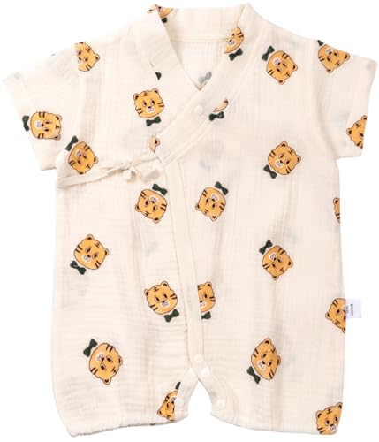 Image of BINIDUCKLING Baby Kimono Cotton Muslin Romper Clothes Newborn - 24 Months