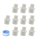 HayEastdor 10PCS 1/2' to 3/4' PVC Pipe Fittings Nipple G1/2 X G3/4 Male to Male Thread Coupling Hex Straight Adapter Connector