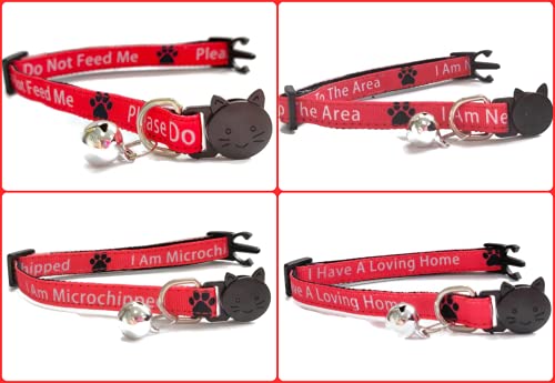 Worded Cat Collars with Bell - Please Do Not Feed Me, I Am Microchipped, 1. Red, Please Do Not Feed Me, Pack of 3 - Image 3