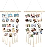 Fousenuk 2 Pack Marcos de Fotos Multiples, Portafotos Cuadros, Marco Fotos para Pared Colgar, con 30 Pinzas de Madera y 7 Cuerda de Cáñamo, para Manualidades, Decoración del Hogar y Regalos
