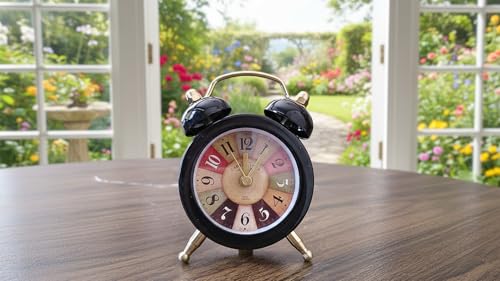 Image of Dreamy Retro Metal Body Cute Small Mini Twin Bell Shaped Alarm Clock with Soft (smol-Raibo)