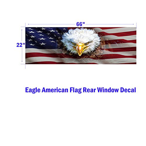 Zxiaochun Eagle American Flag Rear Window Decal Fits Pickup Truck, Suv, Car Universal See Through Perforated Usa Flag Back Window Vinyl Graphic Sticker (66"X22") #TOP2