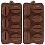 2 Pack Coffee Bean Shape Ice Cube Chocolate Fondant Soap Candle Tray Mold DIY Crafts Coffee Bean Silicone Mousse Cake Milk Chocolate Dessert Molds Silicone