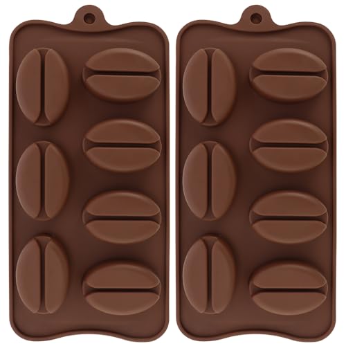2 Pack Coffee Bean Shape Ice Cube Chocolate Fondant Soap Candle Tray Mold DIY Crafts Coffee Bean Silicone Mousse Cake Milk Chocolate Dessert Molds Silicone