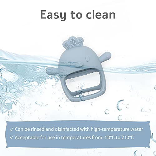 Smore Baby Silicone Teether Toy, For Babies 0-6 Months, Bpa Free, Anti Dropping Wrist Hand Teethers Chew Toys, Sucking Needs, Soothing Teething Pain Relief Dusty Blue #TOP3