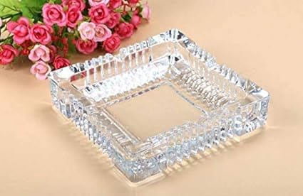 Premium Luxury Crystal Glass Heavy Transparent AshTray For Cigar & Ciggarette Smoking, Multipurpose Car & Home