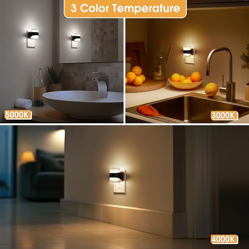 Image of Briignite Night Light, Night Lights Plug into Wall, LED Clear Night Light | Adjustable Brightness NightLights for Kids, Dusk to Dawn Sensor for Bedroom Bathroom, 3000K /4000k /5000K, 2 Pack