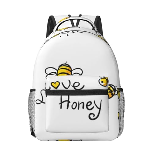 Mochila para laptop EdWal Bee Love negra unisex de talla única con estampado