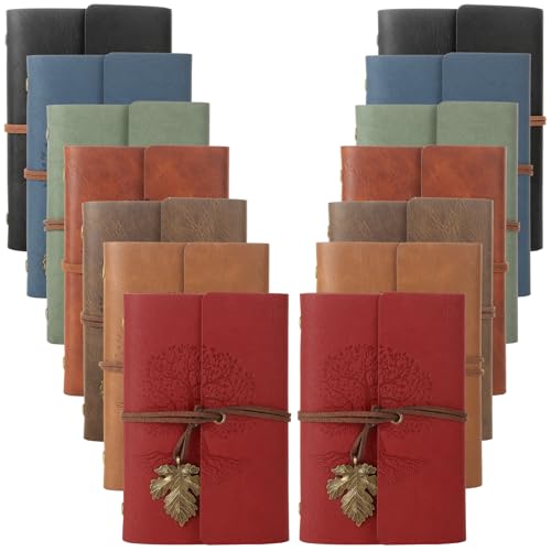 Cuadernos de piel sintética DAJAVE con hojas rayadas, blocs de notas elegantes tamaño A7