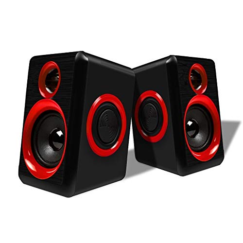 Generic Surround Computer Speakers with Deep Bass USB Wired Powered Multimedia Speaker for PC Laptops Builtin Four Loudspeaker Diaphragm Color Red