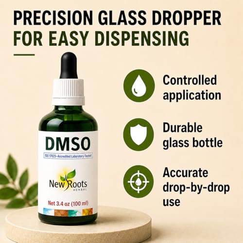 Image of NEW ROOTS HERBAL DMSO Liquid 99.9 with Dropper (3.4 oz) Dimethyl Sulfoxide (100ml) | DMSO Drops Low Odor | DMSO Liquid Tincture with Pipette, Fast-Drying Formula