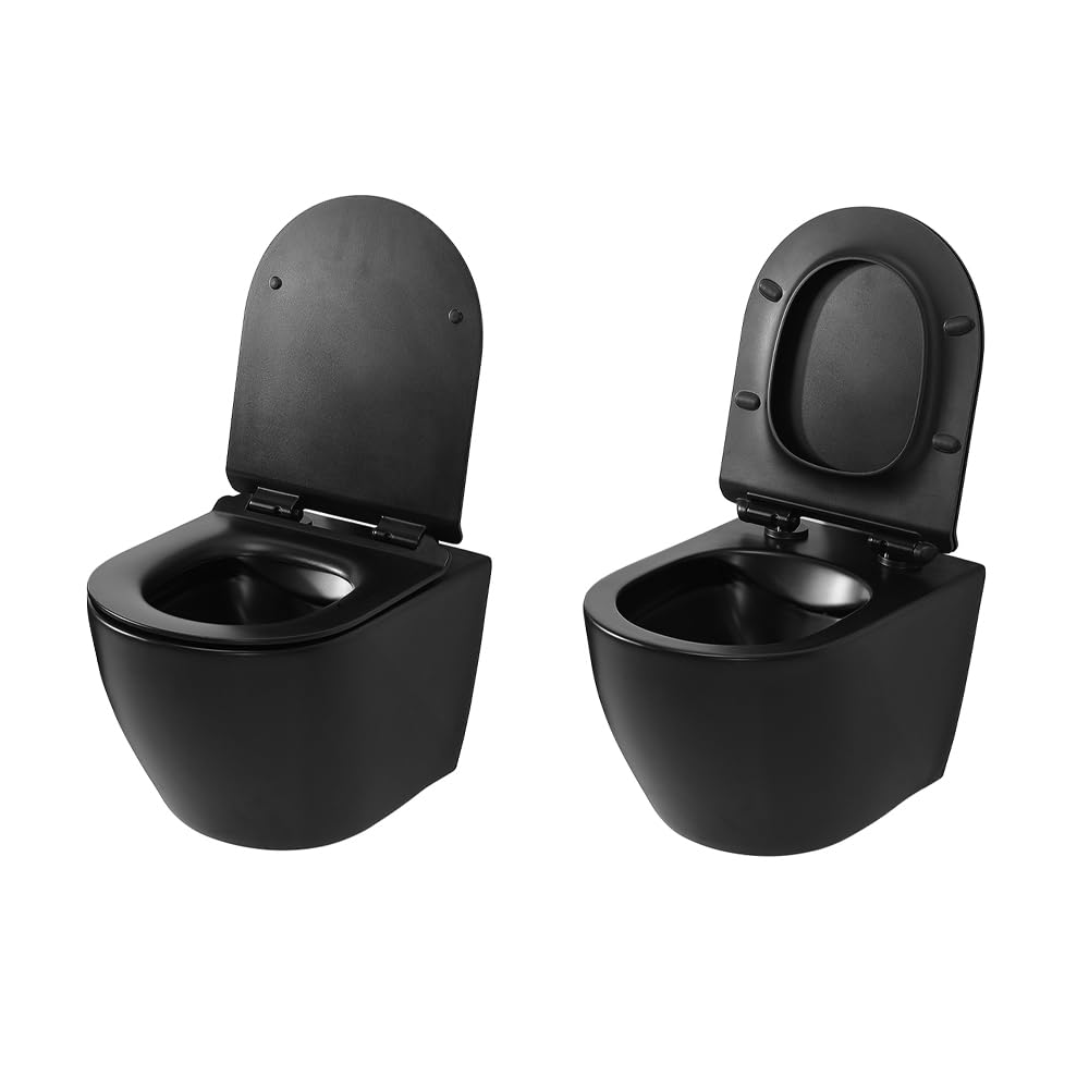 Copriwc Originale Ultraslim In Termoindurente Nero Opaco Con Chiusura Soft-Close E Sgancio Rapido – Sedile Wc Per Sanitari Tokyo