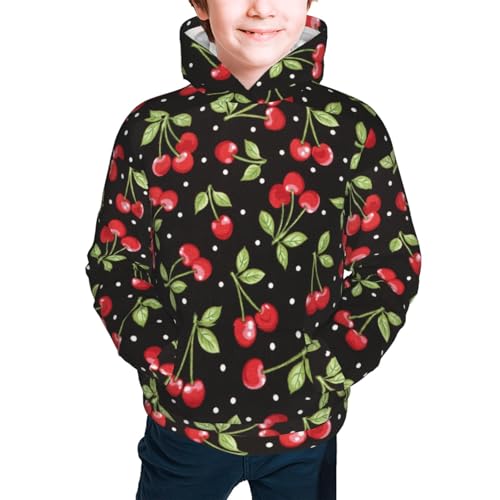 Sweet Red Cherry Kid Hoodies Boys Sweatshirts Girls Pullover with Pocket3
