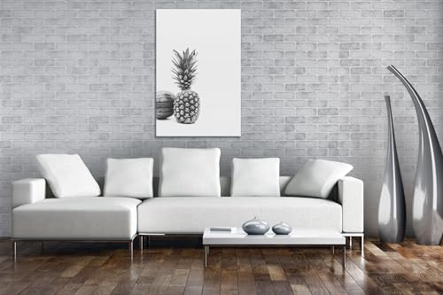 Décoration murale ananas melon noir et blanc grand format 90x60