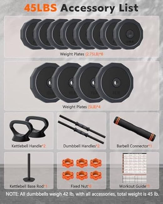 Adjustable Dumbbells Set, 45/65/85 lbs Free Weight Set with Connector, 4 in1 Dumbbells Set for Home Gym Workout