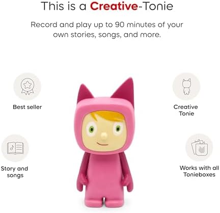 Tonies Creative Toy Figurine - Record and Upload up to 90 Minutes of Your Own Stories and Songs - Pink/Light - 3