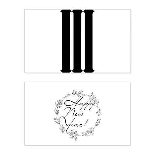 Tarjeta conmemorativa de diseño con silueta triple negra y números romanos de Año Nuevo