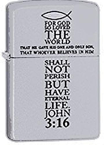 John 3:16 Gospel of John Christian Cross Chrome Zippo Lighter