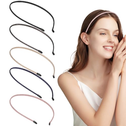 Bandeaux fins en métal lot de 5 pour coiffure et maquillage quotidien